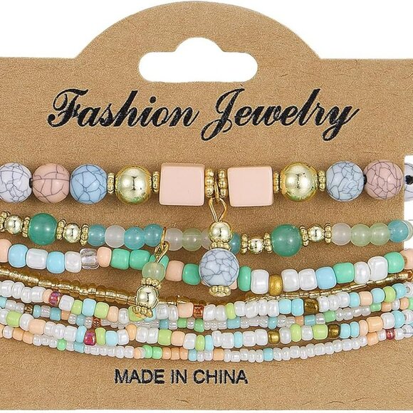 8PCS Beaded Bracelets for Women, Multilayered Stackable Strand Stretch Bead Brac - Picture 9 of 9